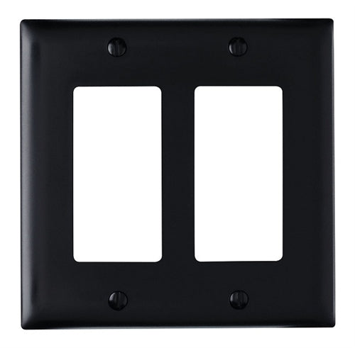 Wattstopper TP262BKCC12 Thermoplastic 2-Gang Decorator Wall Plate, Black