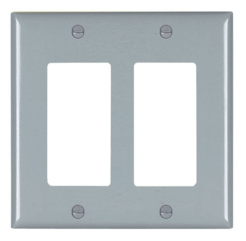 Wattstopper TP262GRYCC12 Thermoplastic 2-Gang Decorator Wall Plate, Gray