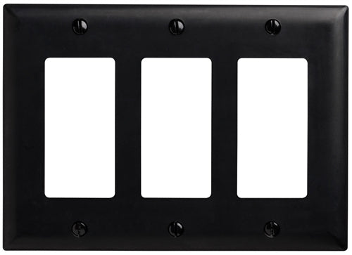 Wattstopper TP263BK Thermoplastic 3-Gang Decorator Wall Plate, Black