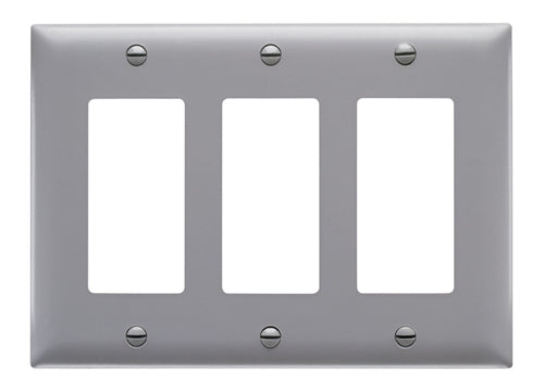 Wattstopper TP263GRY Thermoplastic 3-Gang Decorator Wall Plate, Gray