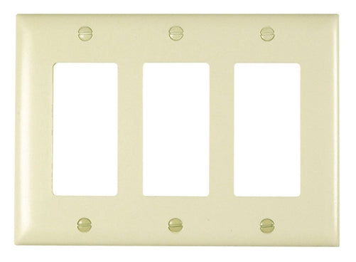 Wattstopper TP263LA Thermoplastic 3-Gang Decorator Wall Plate, Light Almond