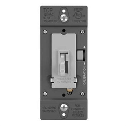 Wattstopper TSD4FBL3PGRY 0-10V Fluorescent/ LED Single Pole/3-Way Toddle Slide Dimmer, Preset, Gray