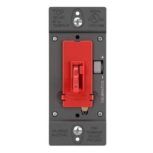 Wattstopper TSD4FBL3PRED 0-10V Fluorescent/ LED Single Pole/3-Way Toddle Slide Dimmer, Preset, Red