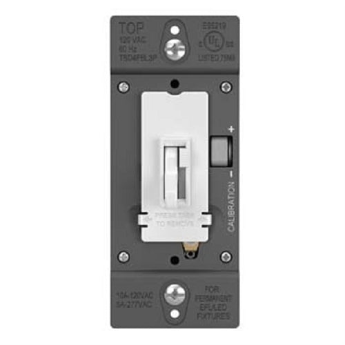 Wattstopper TSD4FBL3PW 0-10V Fluorescent/ LED Single Pole/3-Way Toddle Slide Dimmer, Preset, White