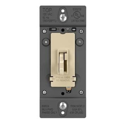 Wattstopper TSD703PTUI Trademaster 450W Tru-Universal Singple Pole/ 3-Way Toggle Slide Dimmer, Preset, Ivory