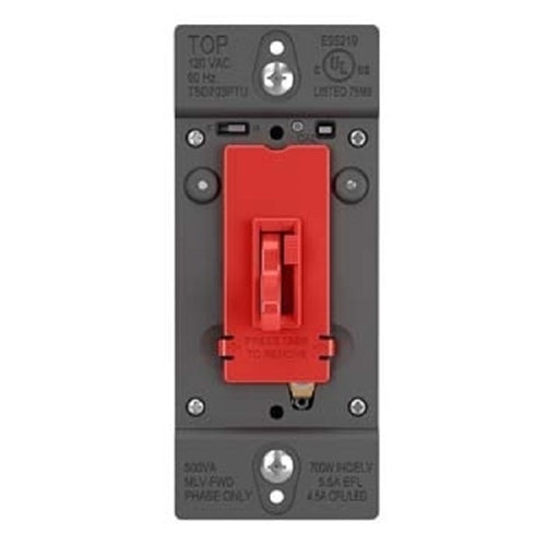 Wattstopper TSD703PTURED Trademaster 450W Tru-Universal Singple Pole/ 3-Way Toggle Slide Dimmer, Preset, Red