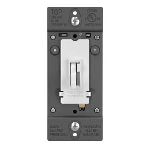 Wattstopper TSD703PTUW Trademaster 450W Tru-Universal Singple Pole/ 3-Way Toggle Slide Dimmer, Preset, White
