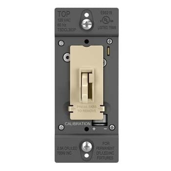 Wattstopper TSDCL303PI 700W Single Pole/ 3-Way LED/CFL/Incandescent Toggle Slide Dimmer, Ivory