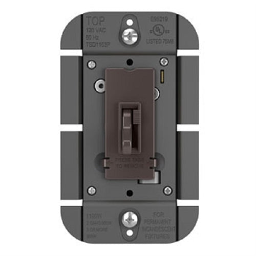 Wattstopper TSDFB83P 3W 8A Fluorescent Single Pole/ 3-Way Toggle Fluorescent Toggle Slide Dimmer, Brown