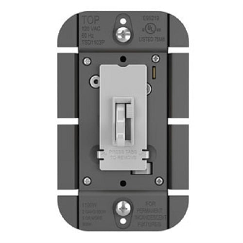 Wattstopper TSDSSL7APGRY 250W SSL7A-Compliant LED/ CFL/ Incandescent Single Pole/ 3-Way Toggle Slide Dimmer, Gray