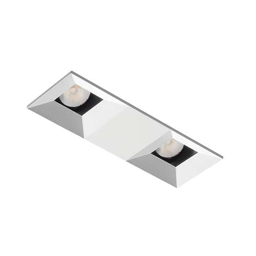 Juno Aculux 2SQ2ABV BD WHFM WET Recessed Lighting 2" 2 Heads LED Regressed Lensed Pinhole Flush Mount Trim, White Finish