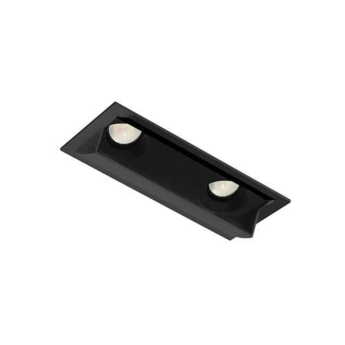 Juno Aculux 2SQ2ASC BD BLSF Recessed Lighting 2" 2 Heads LED Adjustable Scoop Self Flanged Trim, Black Finish