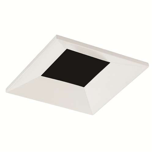 Juno Aculux 2SQABV BD WHFM WET Recessed Lighting 2" LED Square Adjustable Regressed Beveled Pinhole, Lensed, Black Haze Reflector, White Flush Mount Trim
