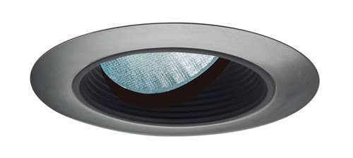 Juno Aculux 3ABAF B SCR Recessed Lighting 3-1/4" Low Voltage Angle-Cut Baffle, Black Baffle Satin Chrome Trim