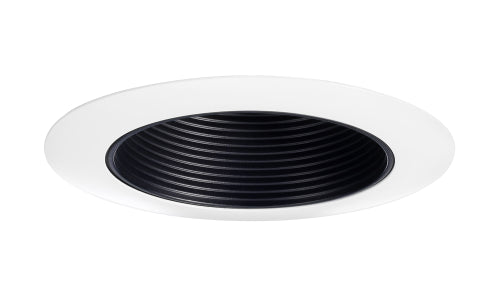 Juno Recessed Lighting 444B-WH (444 BWH) 4" Low Voltage Adjustable Baffle Trim, Black Baffle, White Trim