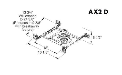 Juno Aculux AX2 D 12LM 27K 90CRI 35D ZT MVOLT Recessed Lighting 2 inch LED New Construction Standard Housing 1000 Lumens, 2700K Color Temperature, 90 CRI, Flood Beam, 120-277V 0-10V Dimmable Light
