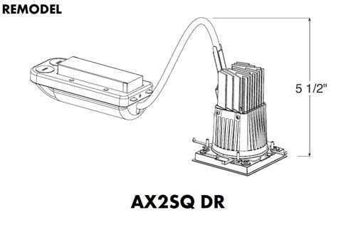 Juno Aculux AX2SQ DR 08LM 27K 90CRI 45D ZT MVOLT Recessed Lighting 2 inch LED Remodel Standard Square Housing 700 Lumens, 2700K Color Temperature, 90 CRI, Wide Flood Beam, 120-277V 0-10V Dimmable Light