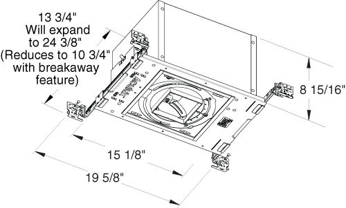 Juno Aculux Recessed Lighting IC13SQ (IC13SQ) 3-1/4 inch Line Voltage New Construction IC Open Aperture Square Adjustable Housing, PAR16/PAR20, 120V