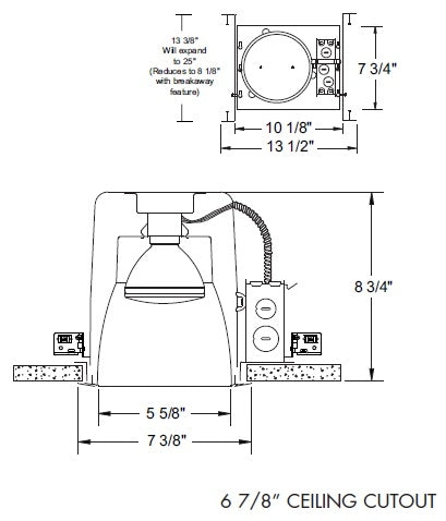 Juno Aculux TC62 Recessed Lighting 5-5/8 inch Line Voltage New Construction Standard Open Aperture Housing PAR30/PAR38 Downlight