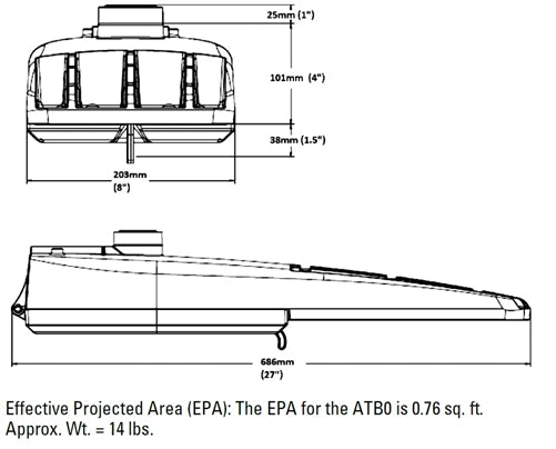 Autobahn ATB0 P456 MVOLT R3 5K BK 203W LED Roadway, 28347 Lumens, 120-277V, Type III Optics, 70 CRI, 5000K, 3 Pin NEMA Photocontrol Receptacle, Black