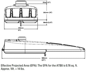 Autobahn ATB0 P456 MVOLT R3 5K BK 203W LED Roadway, 28347 Lumens, 120-277V, Type III Optics, 70 CRI, 5000K, 3 Pin NEMA Photocontrol Receptacle, Black
