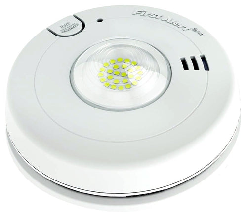 BRK Electronics First Alert 7020BSL 120V AC/DC Hardwired Photoelectric Smoke Alarm with Integrated Strobe Light and 10-Year Sealed Battery Back Up