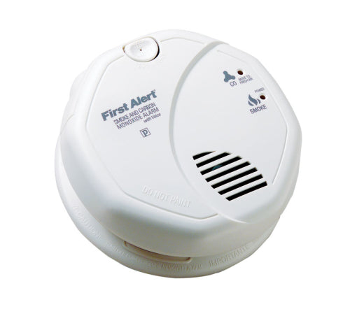 BRK Electronics First Alert SC7010BV  120V AC/DC Hardwired with 2 AA Batteries Backup Photoelectric Smoke Alarm and Carbon Monoxide Combo Alarm with Voice (Upgraded to SMCO100V-AC)