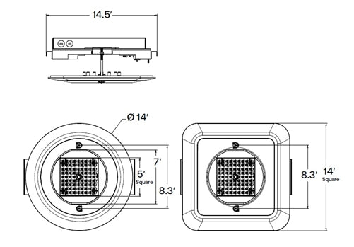 Beacon CLO-80L-50-3K7-5QW-UNV-SQ-WHT Square Ceiling Garage Light, 6000 Lumens, 3000K, 70 CRI, Type 5 Square Wide Optics, 120-277V, White Matte Textured