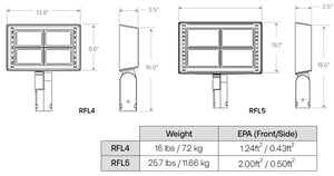 Beacon RFL4-176L-120-3K7-W-UNV-K-DB-PC Ratio LED Floodlight Medium Size, 76 LEDs, 15000 Lumens, 3000K, 70 CRI, Medium Flood Distribution, 120-277V, Knuckle Mount, Dark Bronze Textured Finish, Button Photocell