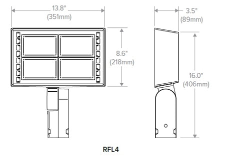 Beacon RFL4-120-5K-T-DB 124W Ratio LED Floodlight Medium Size, 120-277V, 5000K, 14746 Lumens, Trunion Mount, Bronze Finish