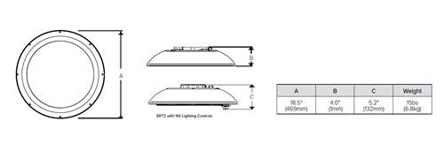 Beacon SRT2-50-5K7-5W-UNV-WHS 50W Edge-Lit Parking Garage LED Light Size 2, 5700 Lumens, 70 CRI, 5000K, Type 5 Wide Distribution, 120-277V, White Gloss Smooth