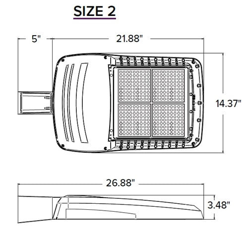 Beacon VP-2-320L-185-3K7-4W-UNV-ASQU-DBT Size 2 LED Area Light, 27000 Lumens, 3000K, 70 CRI, Type 4 Wide Dist, 120-277V, Universal Arm Mount for Square Pole, Dark Bronze Matte Textured