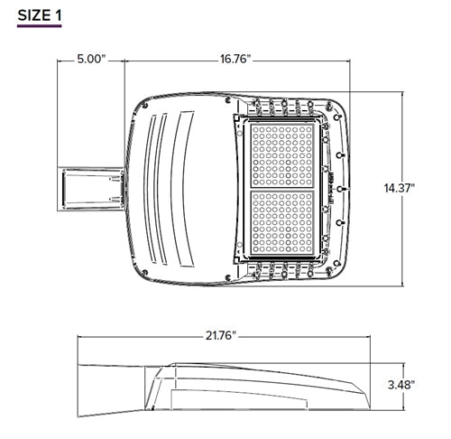 Beacon VP-1-160L-100-4K7-4W-UNV-A-DBT Size 1 LED Area Light, 12500 Lumens, 4000K, 70 CRI, Type 4 Wide Distribution, 120-277V, Arm Mount, Dark Bronze Matte Textured