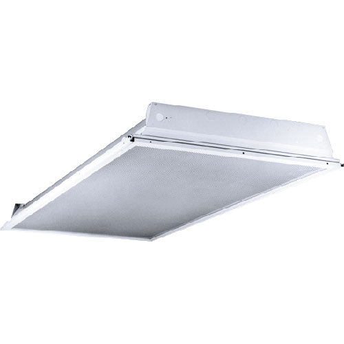 Columbia Lighting 4PS22-340TTG-RAA12-3ETT277-GLR 2'x2' Spec Grade Static Troffer, Three 40W Twin Tube Compact Lamps, Inverted T-Bar Ceiling, White Regressed Alum Door, Acrylic Shield, Instant Start Elec Twin Tube Ballast, 277V, Fast Blow Fuse