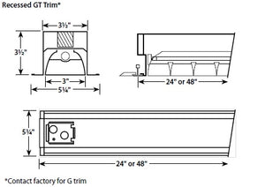 Columbia Lighting BR044-128GT-LS-EPU-PAF 4"x4' Recessed Brio Stretto Low Glare, One 28W T5H0 Lamp, Integral Cross Tee Ceiling Type, Low Iridescent Specular, Electronic Programmed Start, 120-277V, Paint After Fabrication