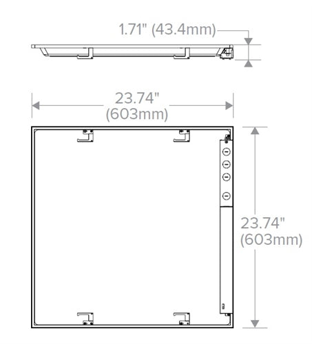Columbia Lighting CBT22-LSCS 2'x2' Back-Lit LED Troffer, 4400/3300/2750 Switchable Lumens, 3500/4000/5000K Switchable CCT