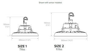 Columbia Lighting CRN2-1-LSCS-EDU 100/120/150W Wet Location LED High Bay, Switchable Lumens, Switchable CCT, 0-10V Dimming, 120-277V