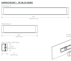 Columbia Lighting CWM2-30MWSM-DICFA-EU 2' Contemporary Wall Mount, 3000K, 2013 Lumens, Surface Mount, Direct/Indirect Curve Aluminum Lens, Flat Aluminum End Caps, Fixed Output, 120-277V