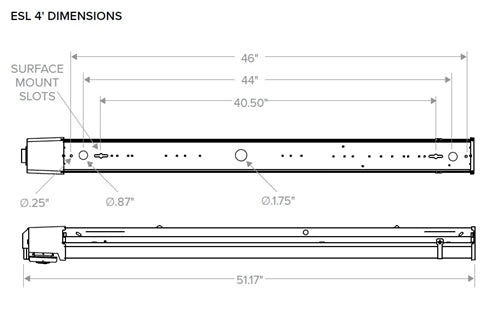 Columbia Lighting ESL4-30LW-FAW-EDU-HFU 4' Escalate Stairwell LED Light, 3000K, 4000 Lumens, Frosted Acrylic Lens, Wide Distribution, 0-10V Dimming, High-Frequency Ultra-Sonic Occupancy Sensor