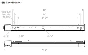 Columbia Lighting ESL4-40HL-FAW-EDU-ELL14-BTSO12F 4' Escalate Stairwell LED Light, 4000K Color Temperature, 5800 Lumens, Frosted Acrylic Lens, Wide Distribution, 0-10V Dimming, 120-277V, Bluetooth PIR Occupancy Sensor