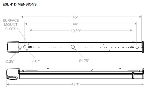Columbia Lighting ESL4-40HL-FAW-EDU-ELL14-HFU 4' Escalate Stairwell LED Light, 4000K,  5800 Lumens, Frosted Acrylic Lens, Wide Distribution, 0-10V Dimming, 120-277V, Emergency Battery Pack, High Frequency Occupancy Sensor