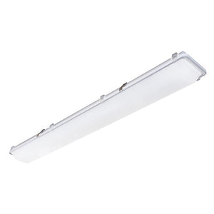 Columbia Lighting HEM8-35ML-RFA-EU-SSL 8' LED Hazardous Enclosed and Gasketed Fiberglass Extreme Environment, 3500K, Medium Lumen Output, Ribbed Frosted Acrylic Shielding, Fixed Output, 120-277V, Stainless Steel Tamper Resistance Ready Latches
