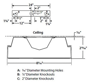 Columbia Lighting LAW2-35ML-EU 49W 2' Low Profile LED Wraparound, 3500K, 4300 Lumens, Fixed Output, 120V-277V