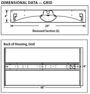 Columbia Lighting LCAT24-35HLG-EDU 47W 2'x4' LED Contemporary Architectural Troffer, 3500K, Grid Lay-in, 0-10V Dimming, 120V-277V