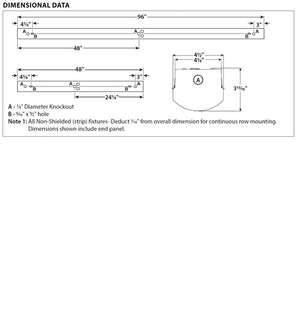 Columbia Lighting LCL4-35ML-EU-ELL14 4' Lensed LED Striplight, 3500K, Medium Lumen, Fixed Output, 120-277V, Emergency Battery Pack, White