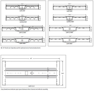 Columbia Lighting LLHV4-40L-WST-EU-C6P151 88W 4000K, Low Watt Lumen Output, Wide Distribution Reflector, Solid Top Uplight, Fixed Output Driver, 120-277V, 6' Cord and Straight Blade Plug 15A, 120V