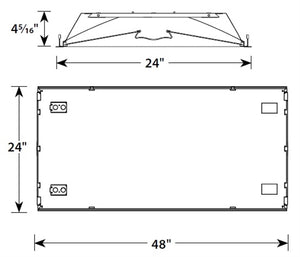 Columbia Lighting LSER24-35VLG-C-EDU-ELL14 82W 2'x4' Serrano LED Architectural Luminaire, 3500K, 7950 Lumens, Grid Ceiling, Contour Shielding, 0-10V Dimming, 120-277V, Emergency Battery Pack