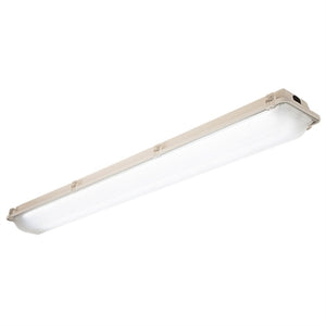 Columbia Lighting LXEM2-50HL-RA-EU 51W 2' LED Enclosed and Gasketed Fiberglass Extreme Environment, 5000K, 4850-5350 Lumens, Ribbed Clear Acrylic Shielding, Fixed Output, 120-277V, White Finish