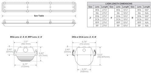 Columbia Lighting LXEM8-35XL-RFA-EDU 8' LED Enclosed and Gasketed Fiberglass Extreme Environment, 3500K, 19558-22473 Lumens, Ribbed Frosted Acryclic Shielding, 0-10V Dimming, 120-277V, White