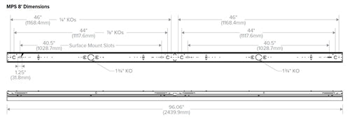 Columbia Lighting MPS8-50MW-C-W-ED-U-ELL14 8' MultiPurpose Linear LED Light, 80CRI,5000K, 7200 Lumens, Curve, Frosted Acrylic Lens, Wide Distribution, 0-10V Dimming, 120-277V, 